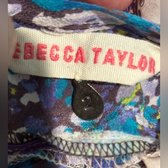 REBECCA TAYLOR Boho Silk Purple Floral Crochet Detail Sleeveless Tank Top 2 - Picture 8 of 9